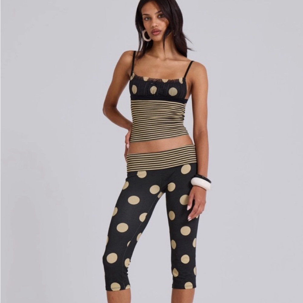 Jaded London Lola Foldover Capris in Polkadot Stripe